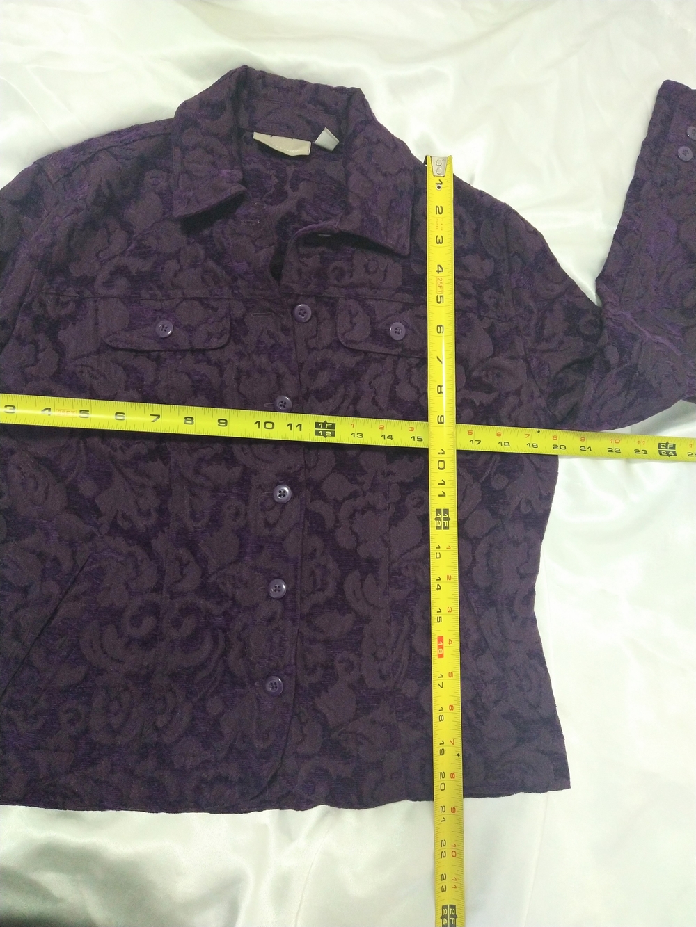 Purple Floral Textured Finish Button-Front Jacket - Picture 9 of 9